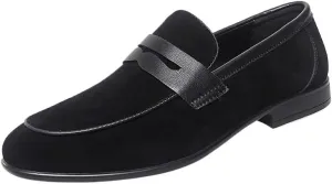 Men Vintage Loafers Suede Vamp Outdoor Solid Color Prom Anti-Slip Slip Resistant Rubber Sole Shoe Slip-on