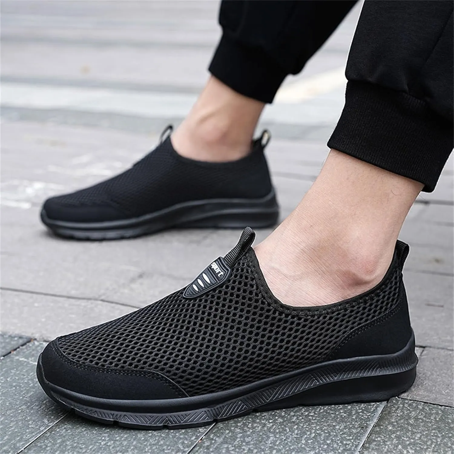 Men's Breathable Barefoot Shoes Lightweight Sport Gym Jogging Walking Sneaker Hook and Loop Orthopedic Sneakers