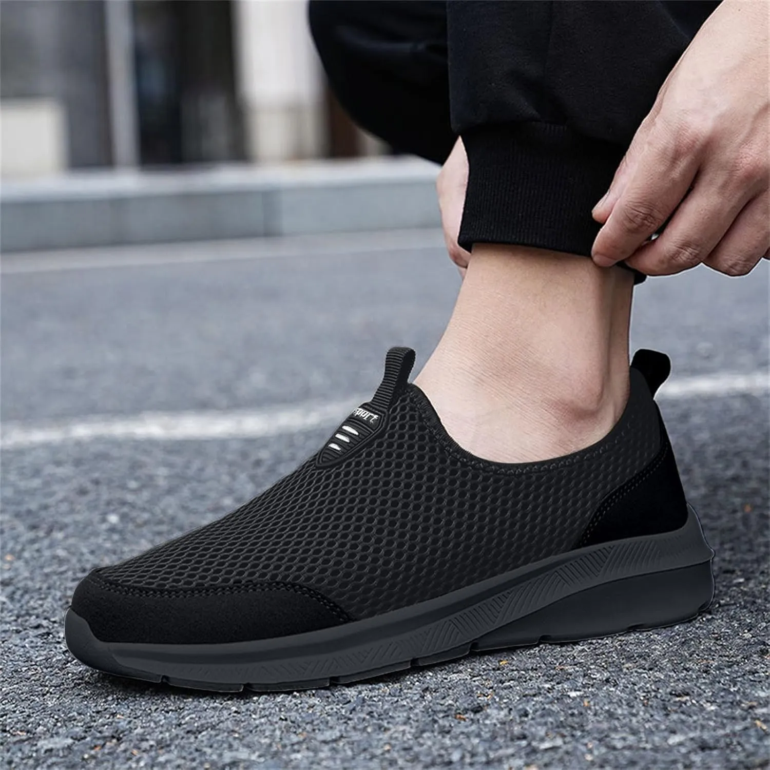 Men's Breathable Barefoot Shoes Lightweight Sport Gym Jogging Walking Sneaker Hook and Loop Orthopedic Sneakers