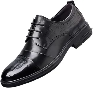 Men's Classic Business Lace Up Dress Shoes Fashion Classic Pointed Toe Low Leather Oxfords Shoes Non-Slip Softsole Walking Shoes