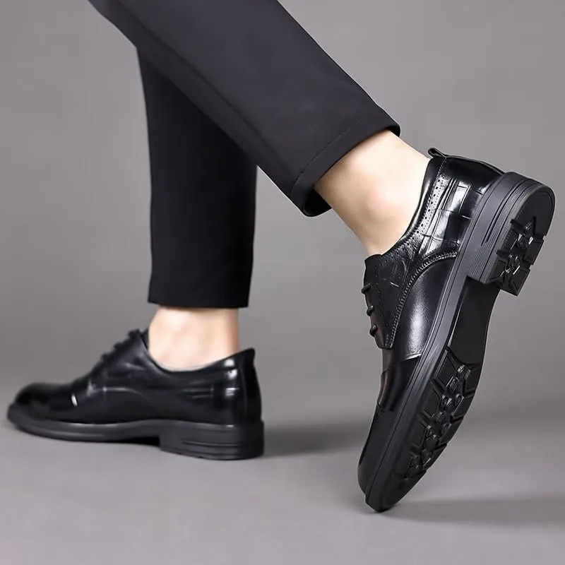 Men's Classic Business Lace Up Dress Shoes Fashion Classic Pointed Toe Low Leather Oxfords Shoes Non-Slip Softsole Walking Shoes