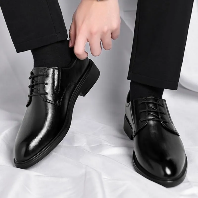 Men's Classic Oxford Shoes Mens Retro Comfortable Business Height Increasing Non-Slip Softsole Walking Dress Shoes