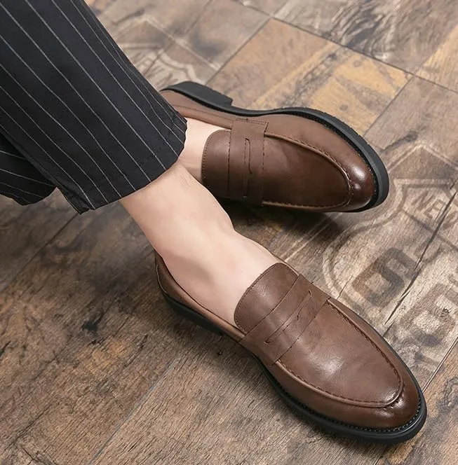 Men's Classic Slip On Derby Mens Formal Business Brogue Oxford Shoes