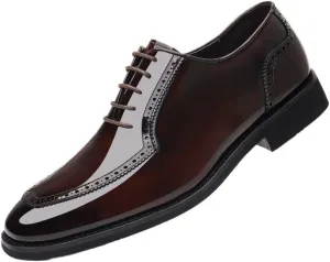 Men's Comfortable Tuxedo Dress Shoes Shiny Patent Leather Oxfords Shoes Formal Wedding Derby Shoes for Men(7.5)