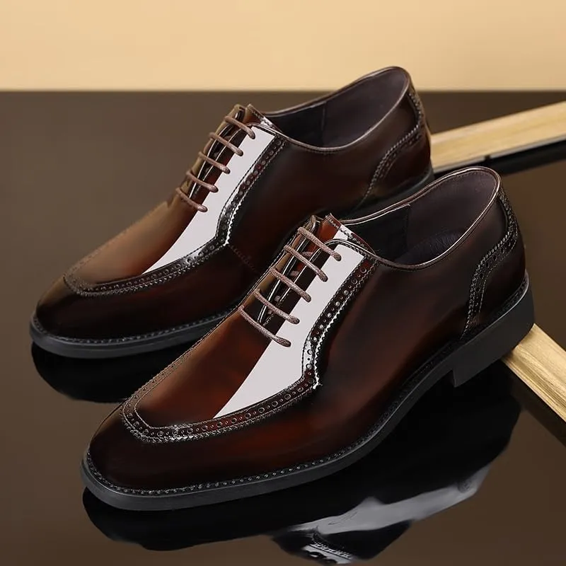 Men's Comfortable Tuxedo Dress Shoes Shiny Patent Leather Oxfords Shoes Formal Wedding Derby Shoes for Men(7)