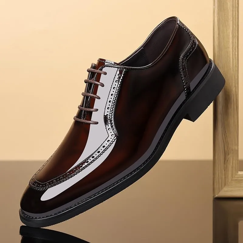 Men's Comfortable Tuxedo Dress Shoes Shiny Patent Leather Oxfords Shoes Formal Wedding Derby Shoes for Men(7)