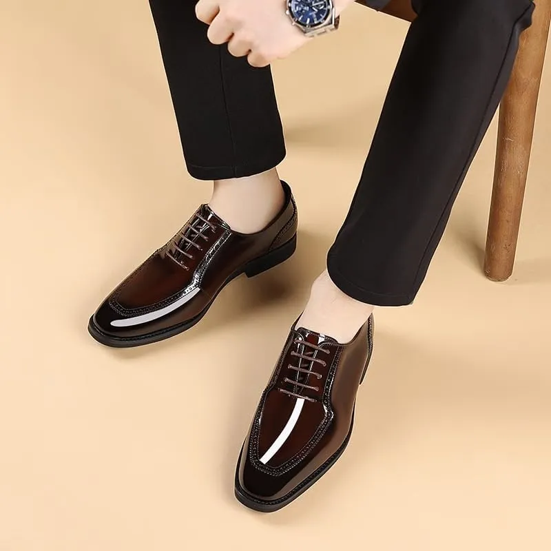Men's Comfortable Tuxedo Dress Shoes Shiny Patent Leather Oxfords Shoes Formal Wedding Derby Shoes for Men(7)