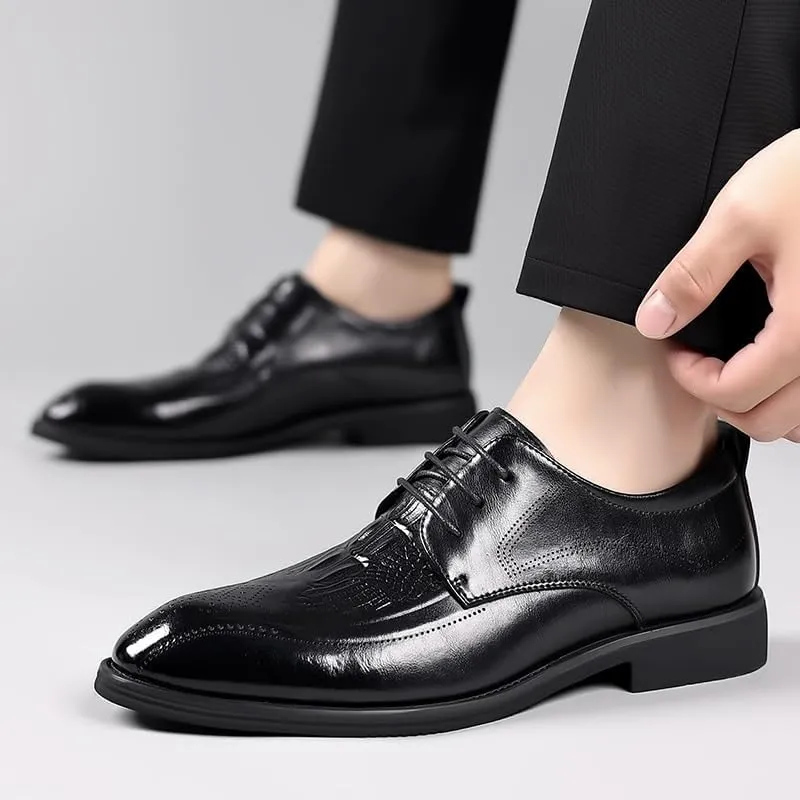 Men's Dress Shoes Classic Formal Business Oxfords Shoes for Men Mens Lace Up Wedding Derby Shoes(6.5)