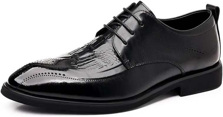 Men's Dress Shoes Classic Formal Business Oxfords Shoes for Men Mens Lace Up Wedding Derby Shoes(6.5)