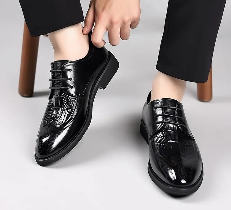Men's Dress Shoes Classic Formal Business Oxfords Shoes for Men Mens Lace Up Wedding Derby Shoes(6.5)