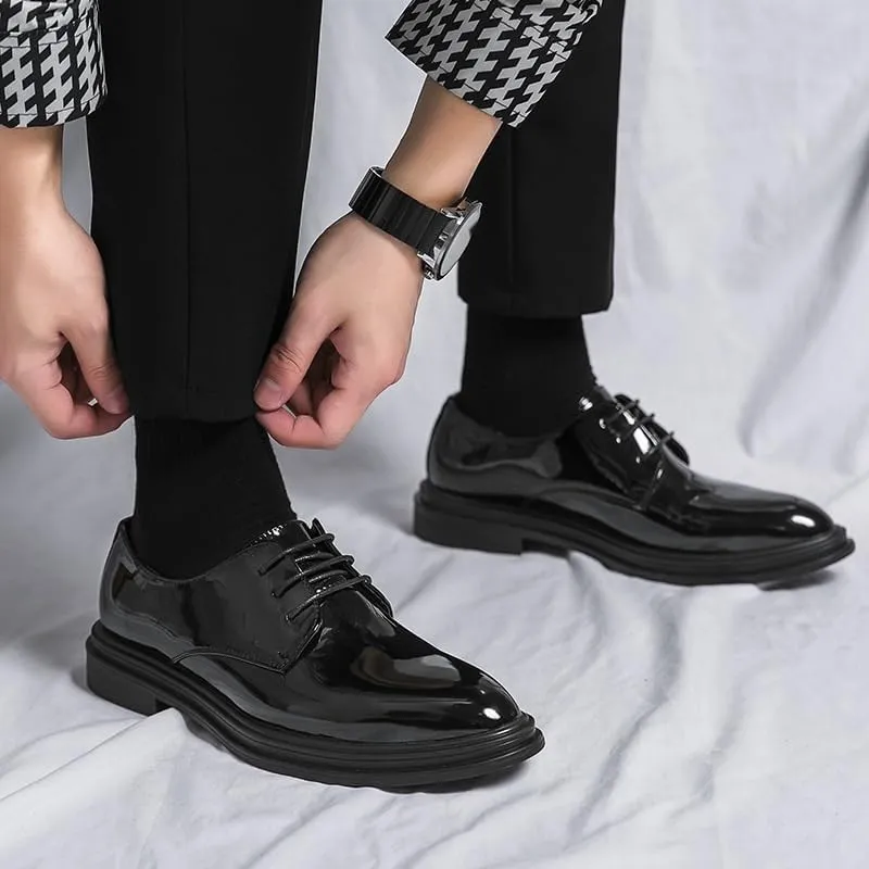 Men's Dress Shoes Men Patent Leather Business Formal Oxford Shoes Comfortable Walking Shoes