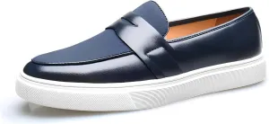 Men's Fashion Round Toe Loafers Dress Shoes Suede Leather Slip On Casual Penny Walking Shoes for Driving Dating