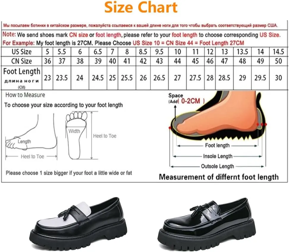 Men's Fashion Tassel Platform Loafers, Slip-On Casual Shoes Fashion Round Toe Non-Slip Lug,Business Casual Work Shoes Dress