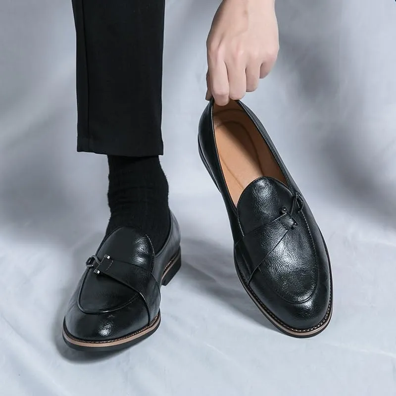 Men's Formal Business Leather Oxford Shoes Slip On Pointed Toe Derbys Classic Men Dress Shoes
