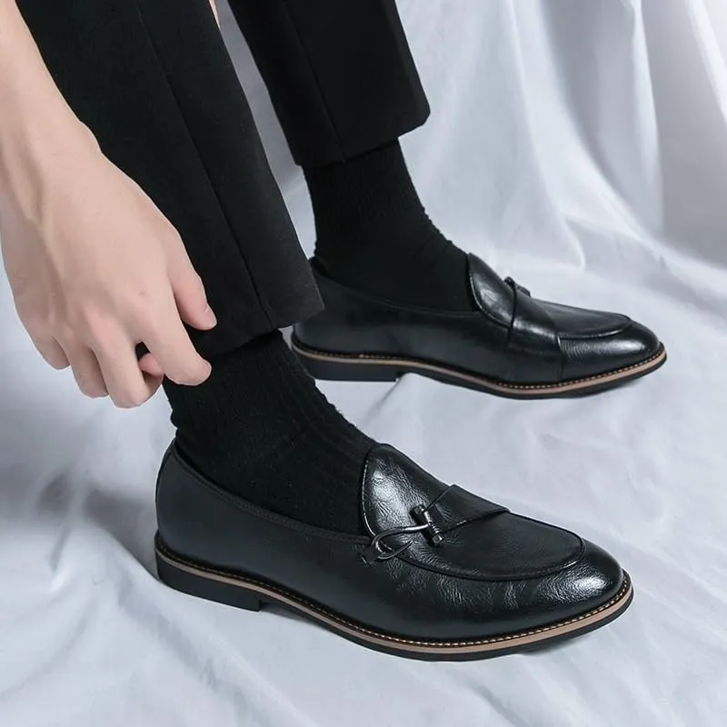 Men's Formal Business Leather Oxford Shoes Slip On Pointed Toe Derbys Classic Men Dress Shoes