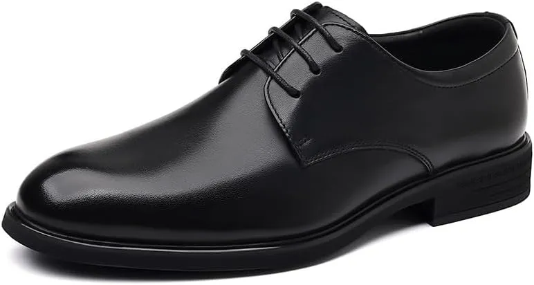 Men's Formal Business Leather Oxfords Genuine Lace-Up Dress Shoes Comfortable Office Wedding Derby Shoes for Men