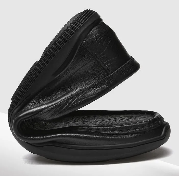 Men's Genuine Leather Oxford Shoes - Classic Slip-On Dress Shoes for Business & Formal Occasions