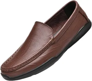 Men's Genuine Leather Oxford Shoes - Classic Slip-On Dress Shoes for Business & Formal Occasions