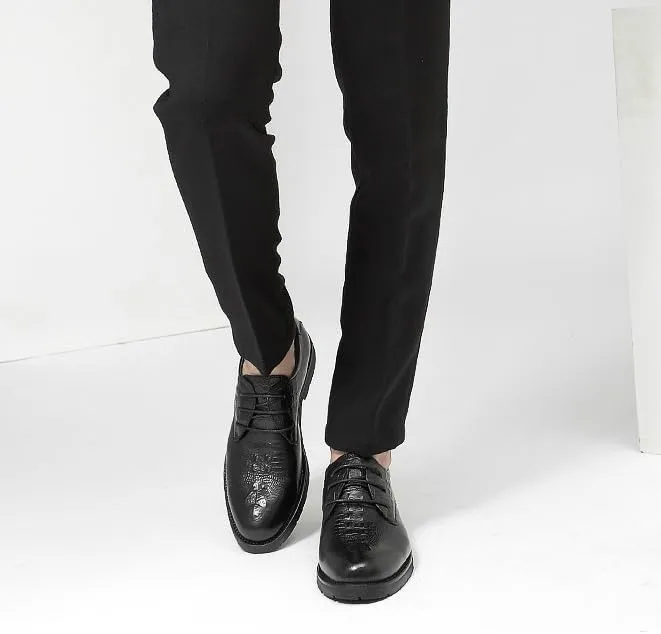 Men's Genuine Leather Wingtip Oxford Shoes - Non-Slip Waterproof Business Derby Shoes for Formal and Casual Wear