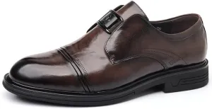 Men's Leather Monk Strap Dress Shoes Classic Buckle Formal Oxfords for Business Office