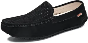 Mens Loafers Round Toe Breathable Suede Vamp Driving Shoes Comfortable Flat Heel Resistant Party Slip On