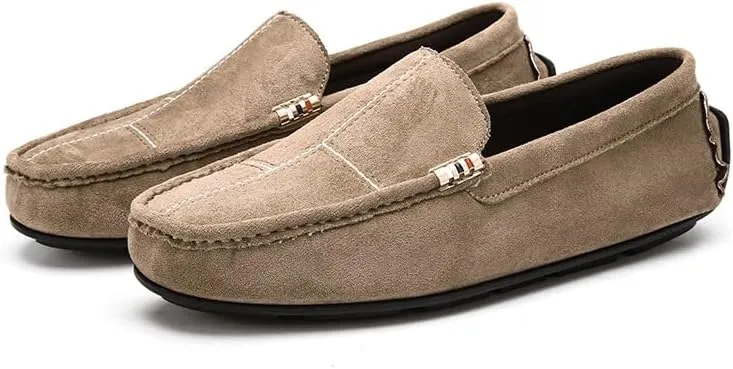 Men's Loafers Shoes Round Toe Suede Vamp Leather Driving Loafers Flexible Lightweight Comfortable Walking Slip-on