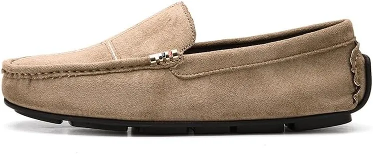 Men's Loafers Shoes Round Toe Suede Vamp Leather Driving Loafers Flexible Lightweight Comfortable Walking Slip-on