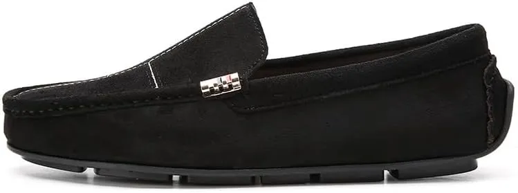 Men's Loafers Shoes Round Toe Suede Vamp Leather Driving Loafers Flexible Lightweight Comfortable Walking Slip-on