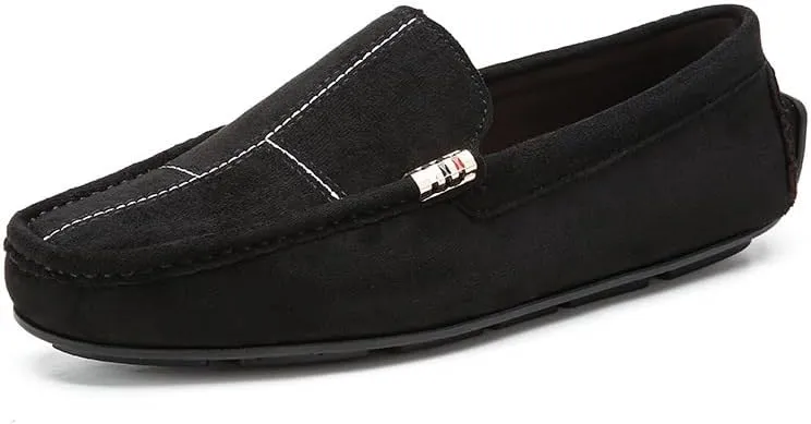 Men's Loafers Shoes Round Toe Suede Vamp Leather Driving Loafers Flexible Lightweight Comfortable Walking Slip-on