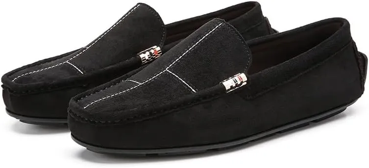 Men's Loafers Shoes Round Toe Suede Vamp Leather Driving Loafers Flexible Lightweight Comfortable Walking Slip-on