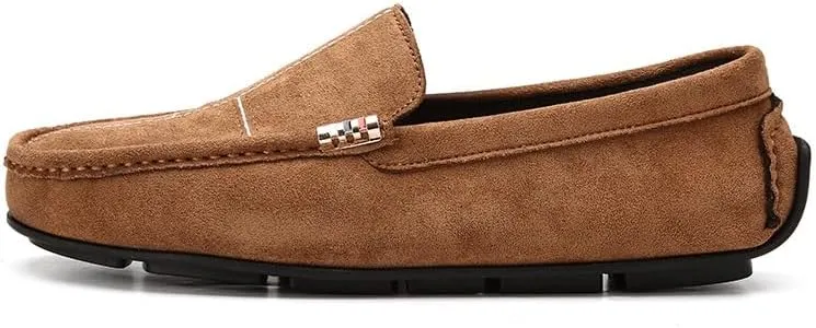 Men's Loafers Shoes Round Toe Suede Vamp Leather Driving Loafers Flexible Lightweight Comfortable Walking Slip-on
