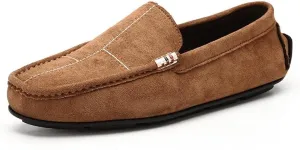 Men's Loafers Shoes Round Toe Suede Vamp Leather Driving Loafers Flexible Lightweight Comfortable Walking Slip-on