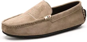 Men's Loafers Shoes Round Toe Suede Vamp Leather Driving Loafers Flexible Lightweight Comfortable Walking Slip-on
