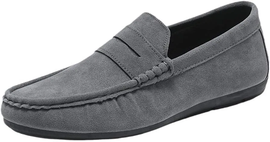 Mens Loafers Shoes Suede Vamp Outdoor Office Solid Color Round Toe Low Top Wedding Slip On