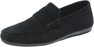 Mens Moccasins Shoe Suede Vamp Casual Uniform Round Toe Solid Color Low Top Outdoor Slip-on