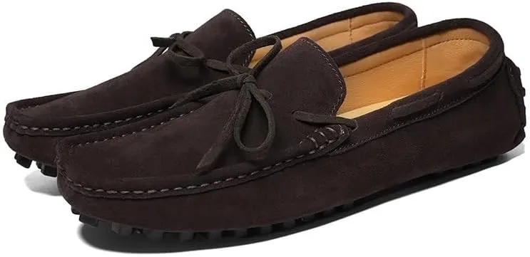 Men's Moccasins Shoe Suede Vamp Office Tuxedo Solid Color Slip Resistant Shoe Slip-on