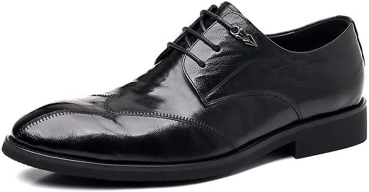 Men's Orthopedic Leather Shoes Comfortable Lace-Up Dress Shoes Business Casual Oxfords Shoes for Men