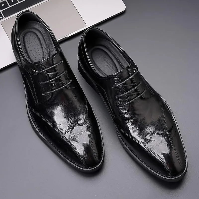 Men's Orthopedic Leather Shoes Comfortable Lace-Up Dress Shoes Business Casual Oxfords Shoes for Men