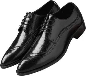 Men's Oxfords Wingtip Formal Leather Prom Dress Wedding Shoes for Men Black Brown Red