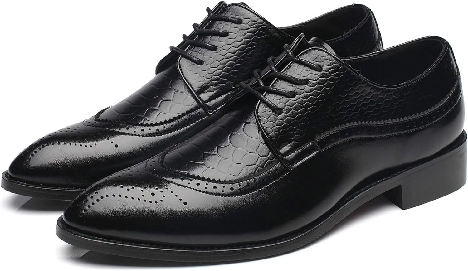Men's Oxfords Wingtip Formal Leather Prom Dress Wedding Shoes for Men Black Brown Red