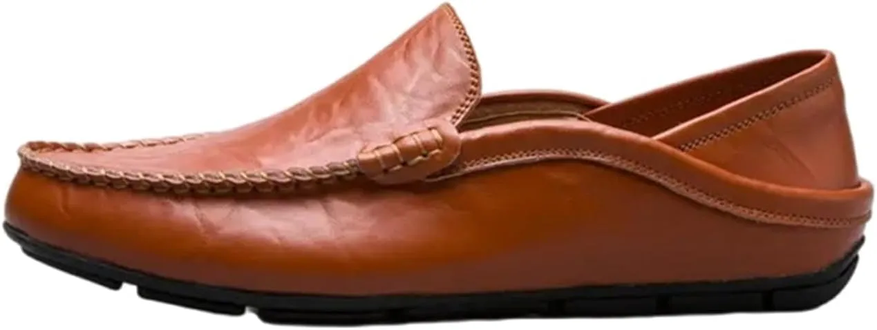 Men's Premium Genuine Leather Casual Slip on Loafers Breathable Driving Shoes Fashion Slipper