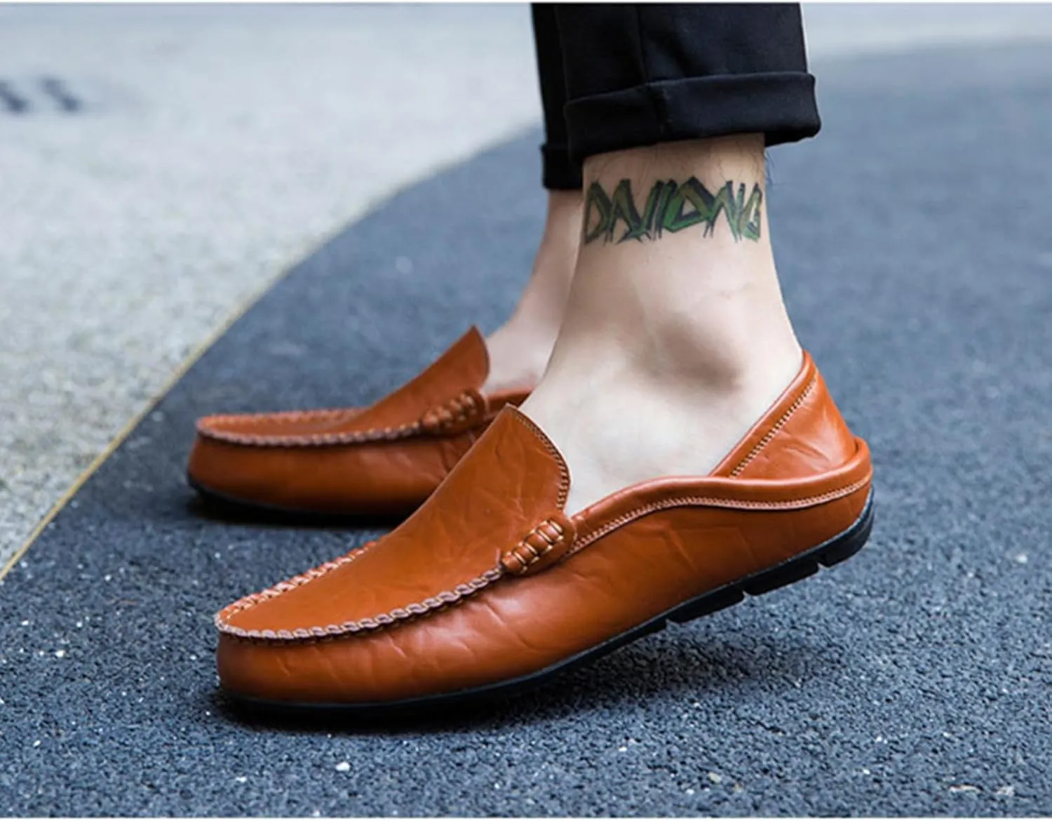 Men's Premium Genuine Leather Casual Slip on Loafers Breathable Driving Shoes Fashion Slipper