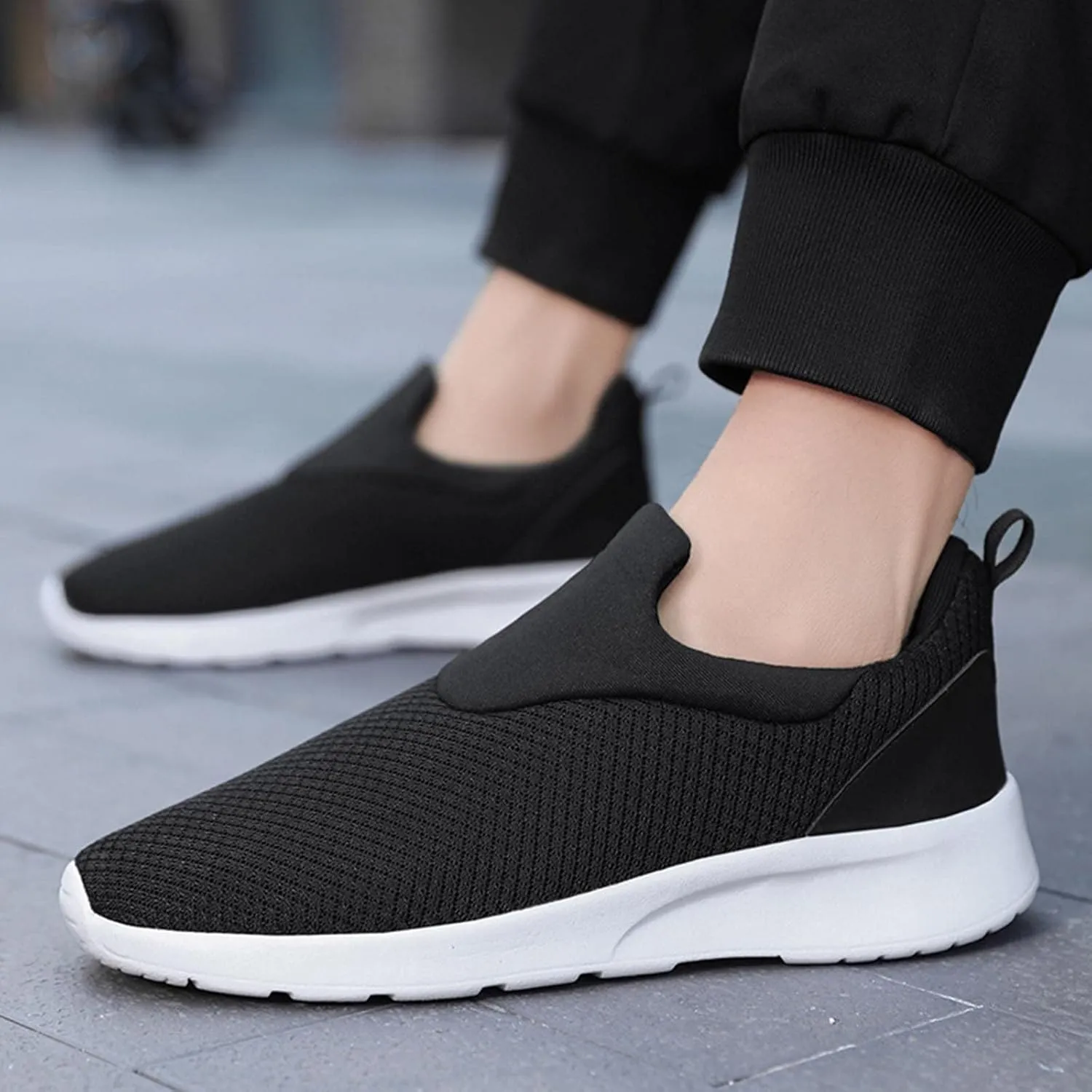 Men's Running Shoes Casual Slip on Walking Tennis Gym Sneakers Lightweight Breathable Mesh Workout Sports Sneakers