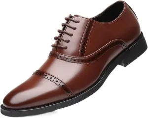 Men's Shiny Leather Lace Up Business Dress Shoes Classic Pointed Toe Comfortable Loafers Shoes for Men