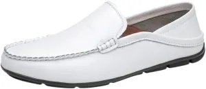 Men's Shoes Suede Vamp Moccasins Shoe Vintage Solid Color Non Slip Anti-Slip Party Slip-on(White,11.5)