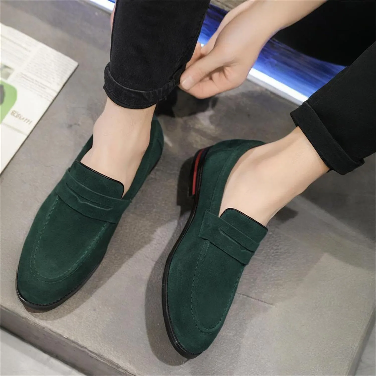 Men's Suede Dress Loafers Slip On Casual Shoes Lightweight Soft Penny Loafers Classic Moccasins Driving Shoes