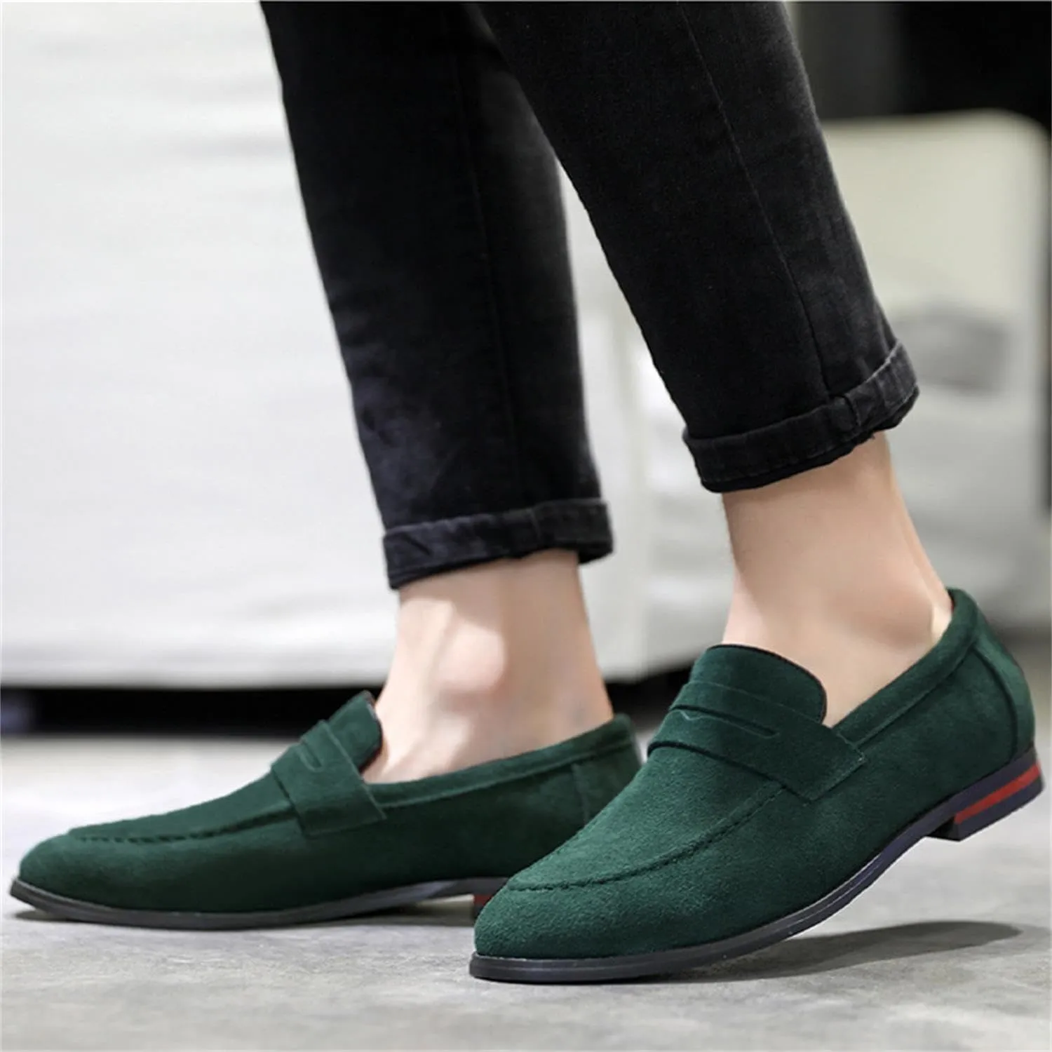 Men's Suede Dress Loafers Slip On Casual Shoes Lightweight Soft Penny Loafers Classic Moccasins Driving Shoes