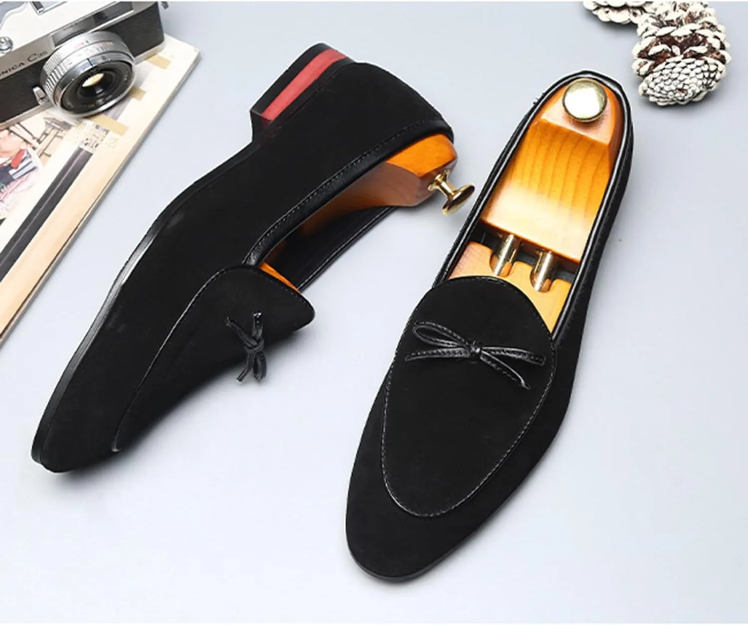 Men's Suede PU Leather Tassel Loafers Cowhide Slip-On Driving Casual Formal Dress Shoes