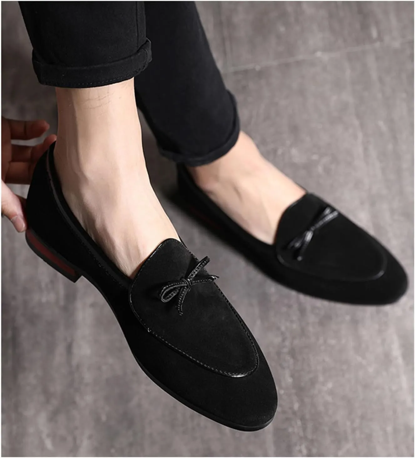 Men's Suede PU Leather Tassel Loafers Cowhide Slip-On Driving Casual Formal Dress Shoes