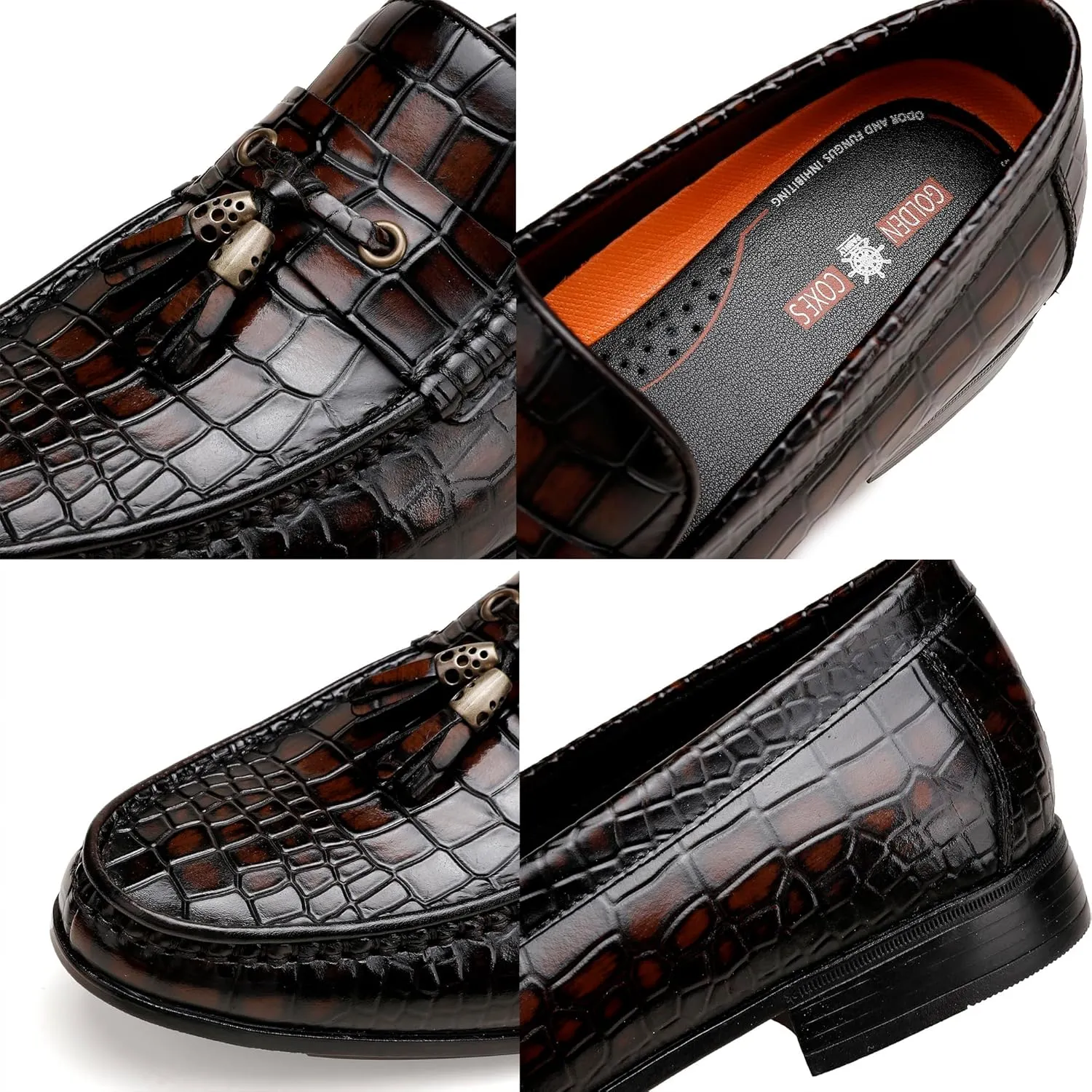 Men's Tassel Loafer, Smooth Leather Penny Loafer Classic Slip-On Tassel Dress Shoes for Mens Wedding Party Casual Shoes